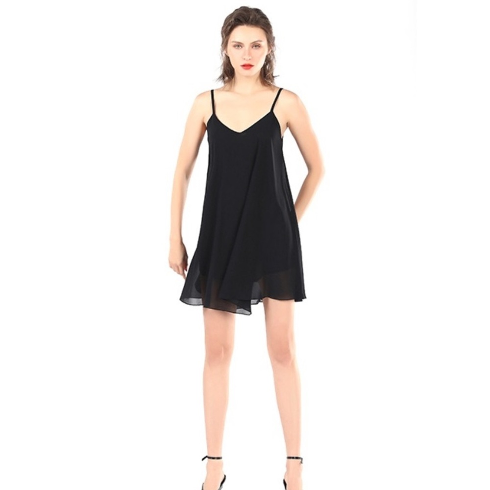 Alice + Olivia Black Slip Mini Dress Spaghetti Strap